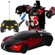 Машина-трансформер с пультом и аккумулятором AUTOBOTS Bugatti Veyron 1:12 масштаб дальность управления 30 м Черно-Красный - изображение 1