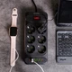 Сетевой фильтр удлинитель 3 м на 6 розеток 4 USB 2 Type-C и кнопкой выключения HP-5-15 - изображение 2