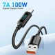 Кабель зарядний Essager USB-A to Type-C Enjoy LED Digital Display 7A 2м Black (EXCT-XYA01-P) - зображення 2