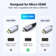 Перехідник кабель UGREEN Micro HDMI-HDMI 2.1 Aluminum Shell Braided 48Gbps Ultra High Speed 1 м Black (HD164) - зображення 6