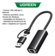 Мережний адаптер Ugreen USB Type C/USB Type A до RJ45 Gigabit Ethernet Adapter 1000Mbps Black (CM650) - зображення 5