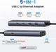 USB-концентратор UGREEN USB C to Ethernet Adapter 5 in 1 USB Hub Grey (CM512) - зображення 2