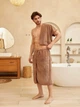Банный комплект для мужчин микрофибра 85х150 Бежевый (Д-novo-m-sauna-0040) - изображение 1