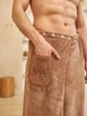 Банный комплект для мужчин микрофибра 85х150 Бежевый (Д-novo-m-sauna-0040) - изображение 6