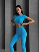 Спортивный костюм «Brazilian» (топ-футболка и леггинсы с пуш-ап эффектом), голубого цвета, размер M - изображение 5