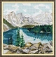 Набор для вышивания по нанесённой на канву схеме "Lake under the snowy mountains". AIDA 14CT printed 30*30 см - изображение 1