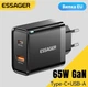 Блок для зарядки Essager 65Вт GaN Type-C і USB швидка зарядка для телефону PD, QC3.0 - зображення 1