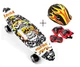 Пенни-борд Penny Best Board LED SKELETON с ручкой колеса PU светится Black/White с шлемом и защитой (4565345676) - изображение 1