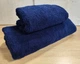 Набор турецких махровых однотонных полотенец Zeron 50х90+70х140 Dark Blue плотность 500 г/м2 - изображение 2