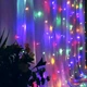 Гирлянда водопад 320LED 3х2м разноцветная для украшения окон с 8 режимами свечения и солнечным питанием - изображение 2