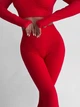 Спортивный женский костюм Hot с имитацией белья для фитнеса и йоги (рашгард + леггинсы) c двойным Push Up Однотонный XS-S Красный (JQ03S) - изображение 12