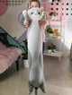 Мягкая игрушка Кот Батон 110 см, плюшевая подушка для сна и отдыха, Серый - изображение 3