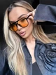 Очки солнцезащитные авиатор Aviator черные с желтыми линзами - изображение 3