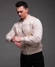 Куртка бомбер з еко-замші стильна чоловіча на застібці L молочна 4172746s3 - зображення 5