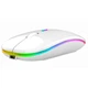 Мышка безпроводная компьюторная, безшумная, оптическая c RGB-подсветкой 2.4G+Bluetooth DPI 800/1000/1200 белая - изображение 3