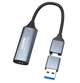 Універсальна зовнішня карта відеозахоплення TYPE-C та HDMI Gray USB 3.0 подовжена версія - зображення 1