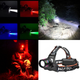 Ліхтар налобний RGB 4 кольори білий, червоний, зелений, синій USB - зображення 2
