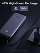 Повербанк UGREEN 20000mAh 45W з вбудованим кабелем USB-C, швидка зарядка PD 3.0, PPS, 2C1A - зображення 6