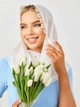 Платок венчальный белый ажурный снуд в церковь на голову легкая накидка капюшон в храм на крестины богослужения 50х50 см - изображение 3