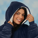 Плед-толстовка Huggle Hoodie Синий теплый плед-халат с капюшоном и рукавами - изображение 5