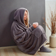 Плед-толстовка Huggle Hoodie Серый теплый плед-халат с капюшоном и рукавами - изображение 6