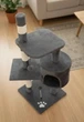 Домик – когтеточка для кошек с игровым комплексом MT04 40х40х116см, из плюша, темно-серая - изображение 1