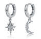 Сережки конго Fashion Jewerly Луна/Звезда ассиметричные в стиле Y2K, покрытие серебро 925, серебристый цвет (SVS) - изображение 1