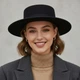Капелюх жіночий модельний фетрове канотьє з широкими полями Honey Fashion Accessories 55-56р чорний (13060) - изображение 1