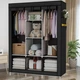 Тканный шкаф HCX Storage Wardrobe для хранения одежды и вещей, черный - изображение 1