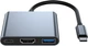 USB-хаб Dynamode 3-в-1 USB Type-C to HDMI 4K USB Type-A 3.0 USB Type-C PD3.0 87 Вт Dark Grey (Multiport USB-C 3-in-1 dark grey) - изображение 2