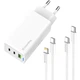 Зарядний пристрій ColorWay GaN Mini 65W PD Port PPS USB (USB-2C1A) cable Type-C&Lightning (CW-CHS058PDCL-WT) - зображення 1