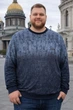 Fibak Чоловічий світер дуже великих розмірів синьо-голубий з бавовни 5XL - изображение 1