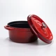 Эмалированная чугунная кастрюля Premium Cookware 4.5 л с крышкой для тушения и запекания, красная - изображение 6