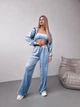 Жіночий велюровий костюм (кофта+штани+топ) Uaclothes 42-44 Блакитний (like36629-170551349) - зображення 2