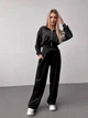 Жіночий велюровий костюм (кофта+штани+топ) Uaclothes 42-44 Чорний (like36639-170651349) - зображення 4