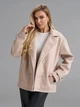 Пальто в фасоне пиджака оверсайз прямого кроя короткое классическое в стиле casual молодежное двубортное на пуговицах с воротником с запахом ISSA PLUS SA-694 L бежевое (issa2007682782659) - изображение 1