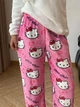 Штаны пижамные плюшевые Hello Kitty розового цвета, теплые домашние штаны Хэллоу Китти - изображение 1