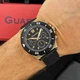 Годинник чоловічий Guardo 012757-5 класичний, золотистий корпус, чорний силіконовий ремінець - изображение 2