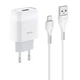 Зарядний пристрій Hoco C72A USB білий + кабель USB to MicroUSB - зображення 6