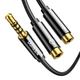 Аудіокабель UGREEN AV141 3.5mm male to 2 3.5mm female, 0,2m Чорний - изображение 3