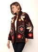 Жакет жіночий з вишиваним орнаментом "Квіти" із еко-кашеміру на завʼязках L коричневий (2045) - изображение 3