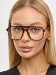 Очки солнцезащитные авиатор Aviator имиджевые леопардовые коричневые с прозрачными линзами - изображение 1