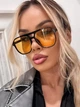 Очки солнцезащитные авиатор Aviator черные с желтыми линзами - изображение 1