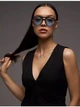 Очки солнцезащитные авиатор Aviator черные с голубыми линзами - изображение 4