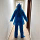 Дождевик с штанами водонепроницаемый защитный Raincoat Set, полиэтиленовый дождевой костюм 2в1 куртка+ брюки с капюшоном от дождя и влаги, унисекс, универсальный размер Голубой, RSH-641-Blue - изображение 3