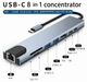 USB Type-C Переходник Хаб концентратор 8 в 1 HDMI SD TF RJ45 для Windows Android OTG Macbook - изображение 2