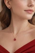Набір прикрас сережки і кольє "Рубінова ніжність" з цирконами Xuping Jewelry медзолото 18К в оксамитовій коробочці (16141) - зображення 8