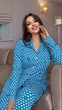 Пижама женская No Brand П1093 голубая с рисунком размер XL - изображение 3