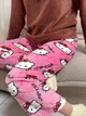 Плюшеві піжамні штани Hello Kitty — Теплі жіночі домашні брюки з флісу, рожеві штани для сну та відпочинку в стилі Y2K L - зображення 8