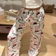 Білі плюшеві піжамні штани Hello Kitty — Пухнасті домашні брюки з принтом Хелоу Кітті, теплі жіночі штани для сну та дому в естетиці Soft Girl L - зображення 8